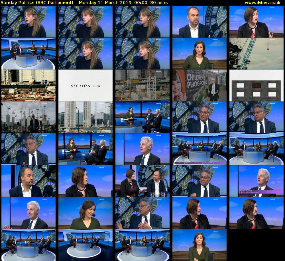 Sunday Politics (BBC Parliament) Monday 11 March 2019 00:00 - 00:30