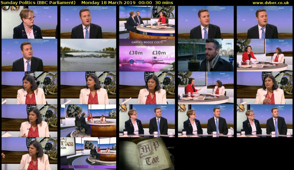 Sunday Politics (BBC Parliament) Monday 18 March 2019 00:00 - 00:30