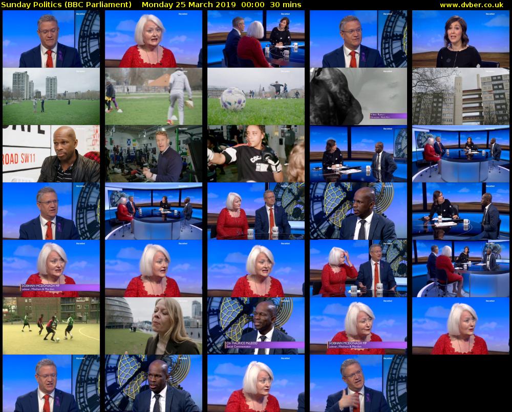 Sunday Politics (BBC Parliament) Monday 25 March 2019 00:00 - 00:30