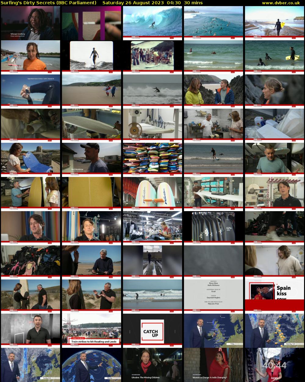 Surfing's Dirty Secrets (BBC Parliament) Saturday 26 August 2023 04:30 - 05:00