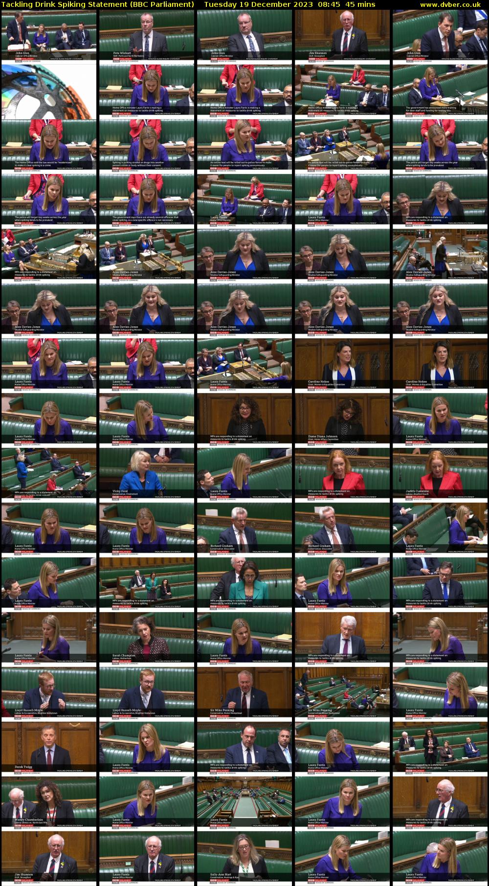 Tackling Drink Spiking Statement (BBC Parliament) Tuesday 19 December 2023 08:45 - 09:30