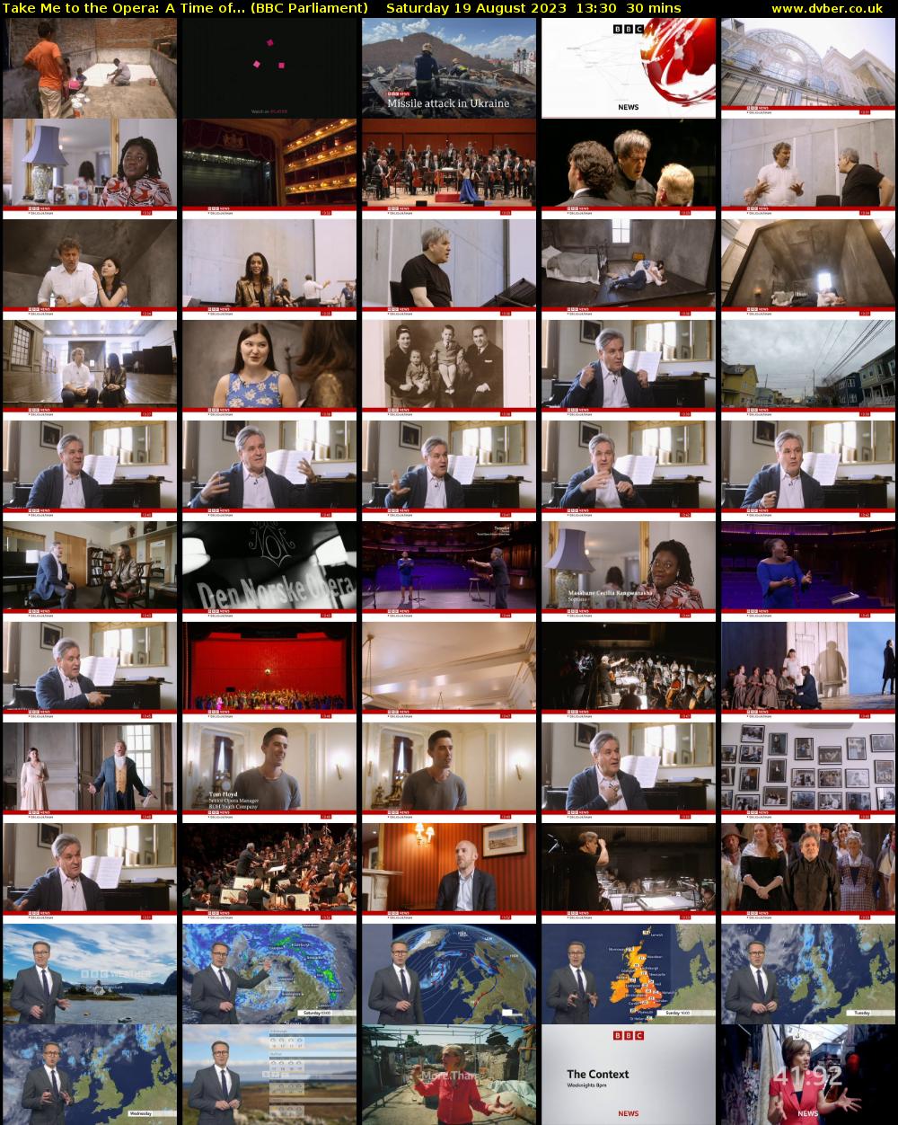 Take Me to the Opera: A Time of... (BBC Parliament) Saturday 19 August 2023 13:30 - 14:00