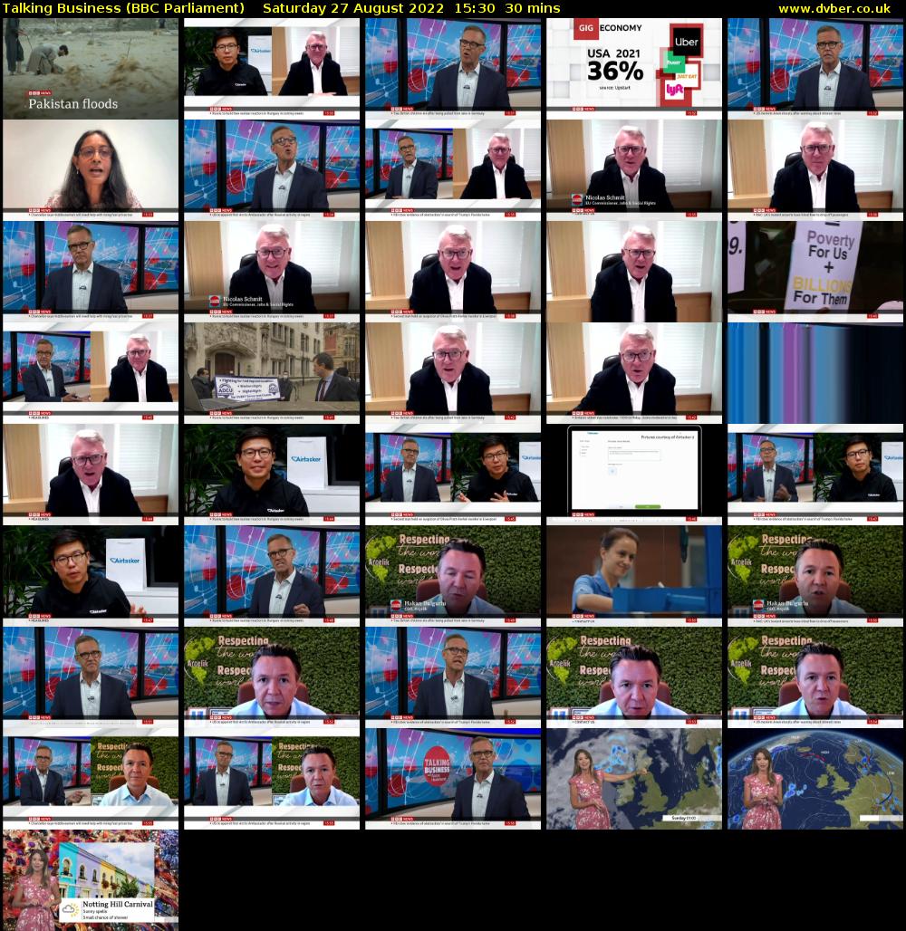 Talking Business (BBC Parliament) Saturday 27 August 2022 15:30 - 16:00