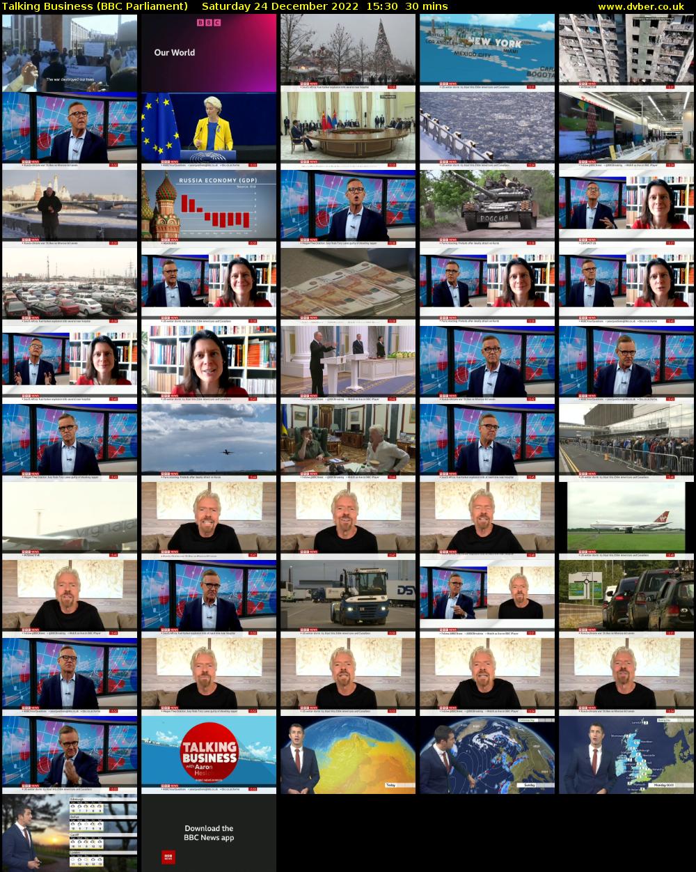 Talking Business (BBC Parliament) Saturday 24 December 2022 15:30 - 16:00