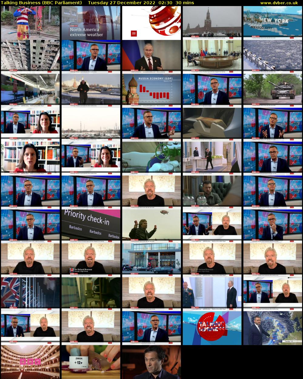 Talking Business (BBC Parliament) Tuesday 27 December 2022 02:30 - 03:00