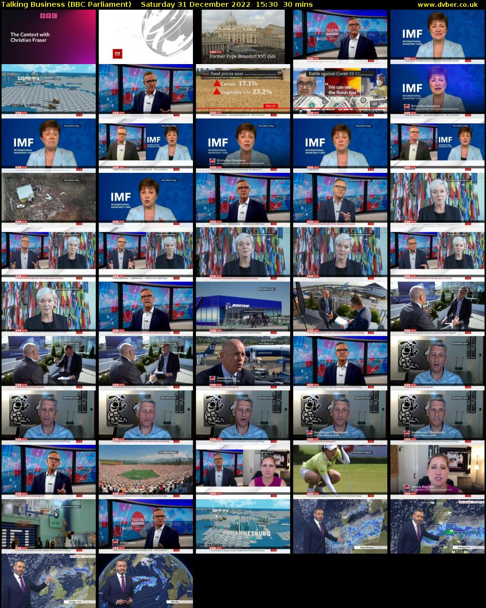 Talking Business (BBC Parliament) Saturday 31 December 2022 15:30 - 16:00