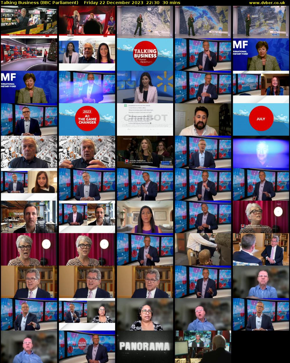 Talking Business (BBC Parliament) Friday 22 December 2023 22:30 - 23:00