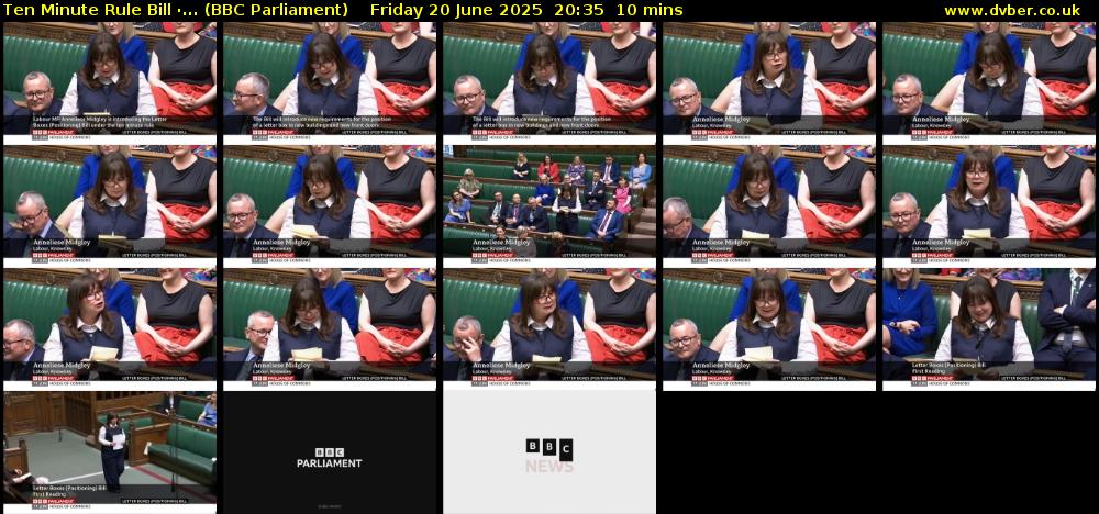 Ten Minute Rule Bill ·... (BBC Parliament) Friday 20 June 2025 20:35 - 20:45