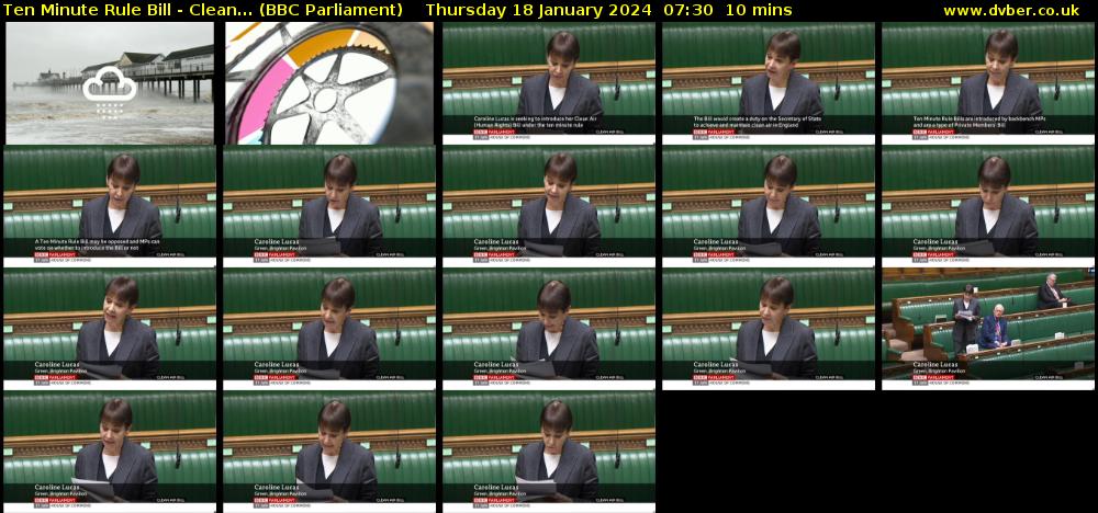 Ten Minute Rule Bill - Clean... (BBC Parliament) Thursday 18 January 2024 07:30 - 07:40