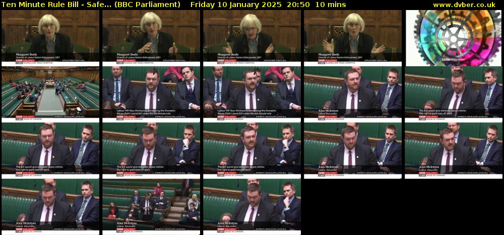 Ten Minute Rule Bill - Safe... (BBC Parliament) Friday 10 January 2025 20:50 - 21:00