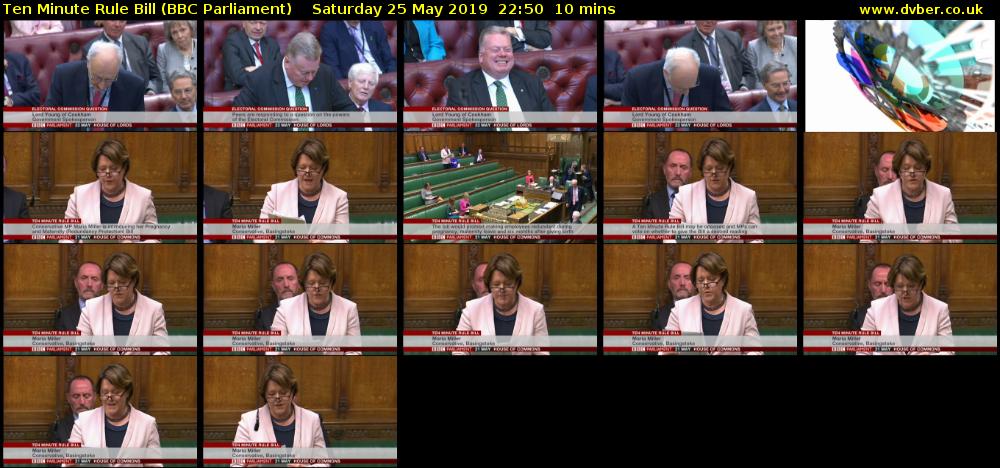 Ten Minute Rule Bill (BBC Parliament) Saturday 25 May 2019 22:50 - 23:00