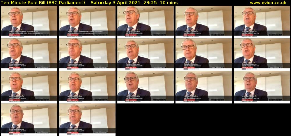 Ten Minute Rule Bill (BBC Parliament) Saturday 3 April 2021 23:25 - 23:35