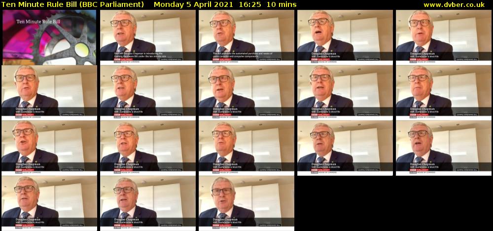 Ten Minute Rule Bill (BBC Parliament) Monday 5 April 2021 16:25 - 16:35