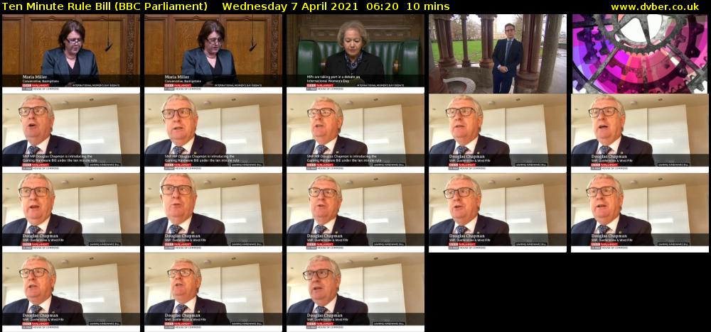 Ten Minute Rule Bill (BBC Parliament) Wednesday 7 April 2021 06:20 - 06:30