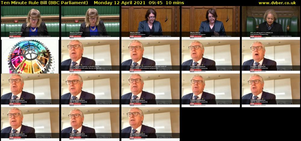 Ten Minute Rule Bill (BBC Parliament) Monday 12 April 2021 09:45 - 09:55