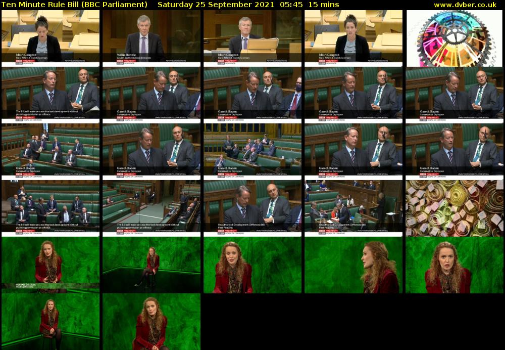 Ten Minute Rule Bill (BBC Parliament) Saturday 25 September 2021 05:45 - 06:00