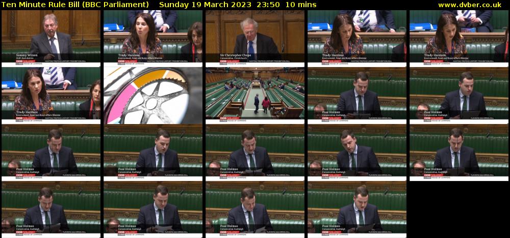 Ten Minute Rule Bill (BBC Parliament) Sunday 19 March 2023 23:50 - 00:00