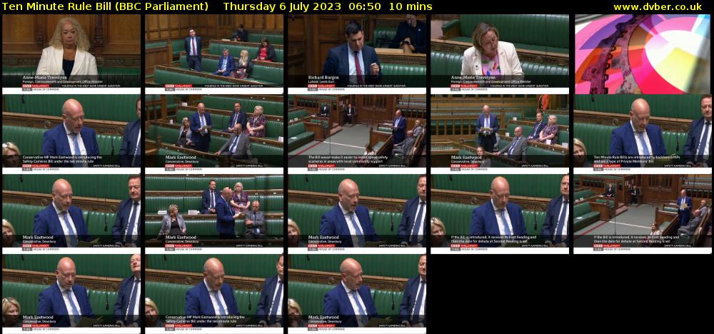Ten Minute Rule Bill (BBC Parliament) Thursday 6 July 2023 06:50 - 07:00