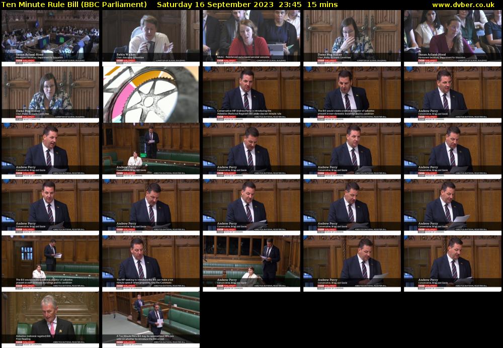 Ten Minute Rule Bill (BBC Parliament) Saturday 16 September 2023 23:45 - 00:00