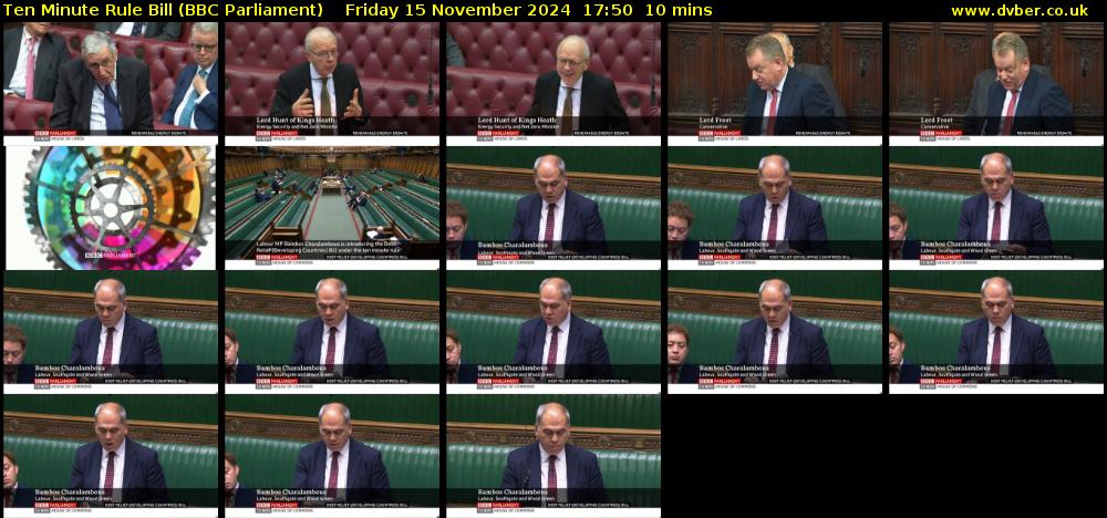 Ten Minute Rule Bill (BBC Parliament) Friday 15 November 2024 17:50 - 18:00
