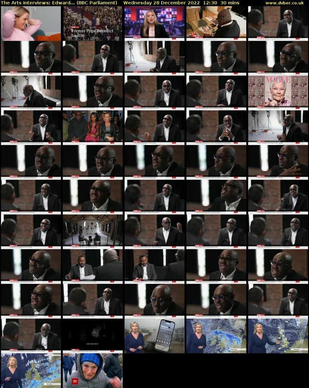 The Arts Interviews: Edward... (BBC Parliament) Wednesday 28 December 2022 12:30 - 13:00