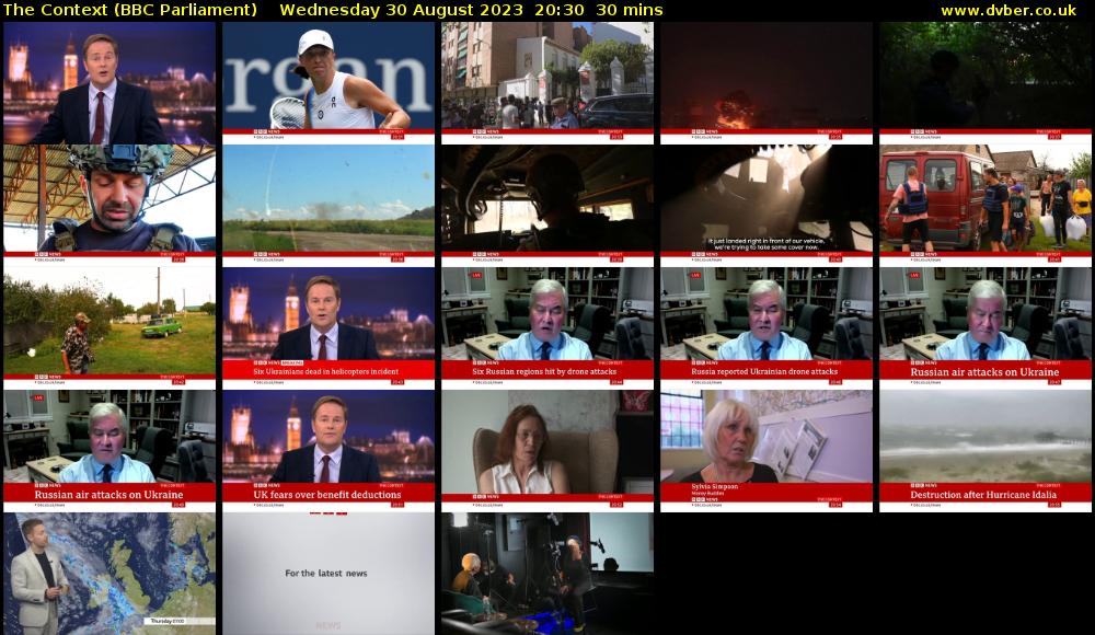 The Context (BBC Parliament) Wednesday 30 August 2023 20:30 - 21:00