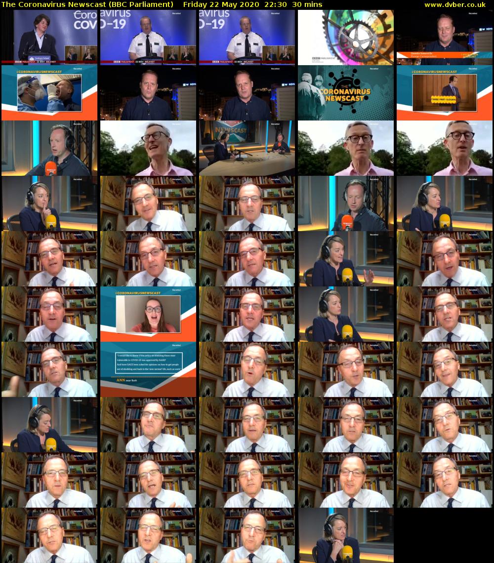 The Coronavirus Newscast (BBC Parliament) Friday 22 May 2020 22:30 - 23:00