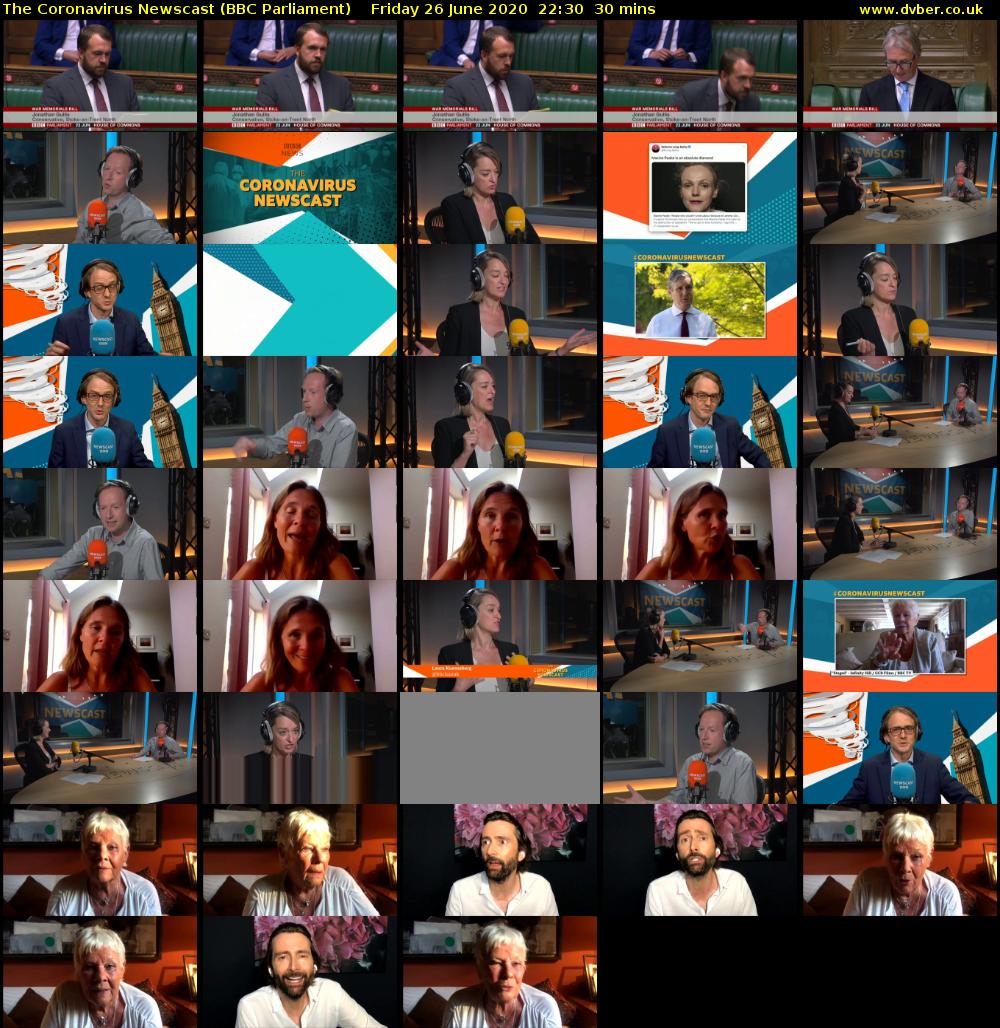 The Coronavirus Newscast (BBC Parliament) Friday 26 June 2020 22:30 - 23:00