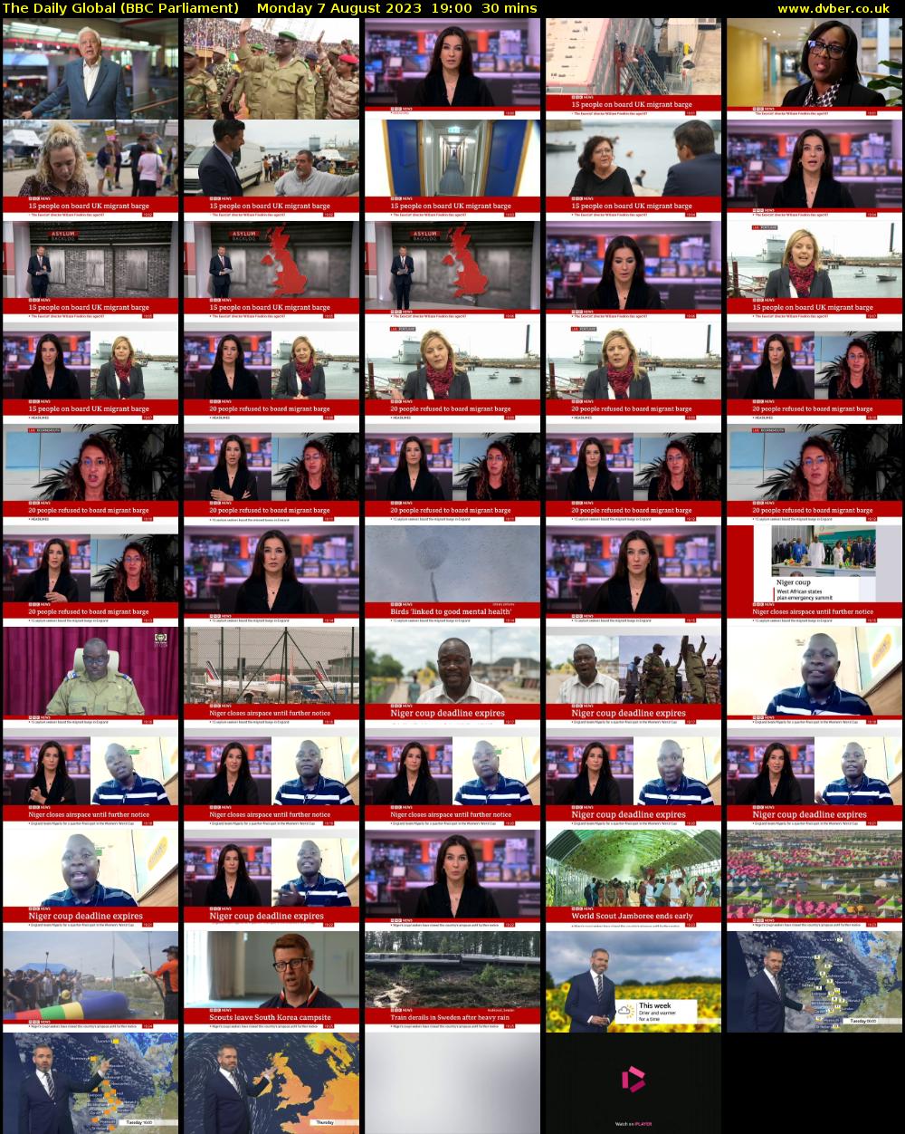 The Daily Global (BBC Parliament) Monday 7 August 2023 19:00 - 19:30