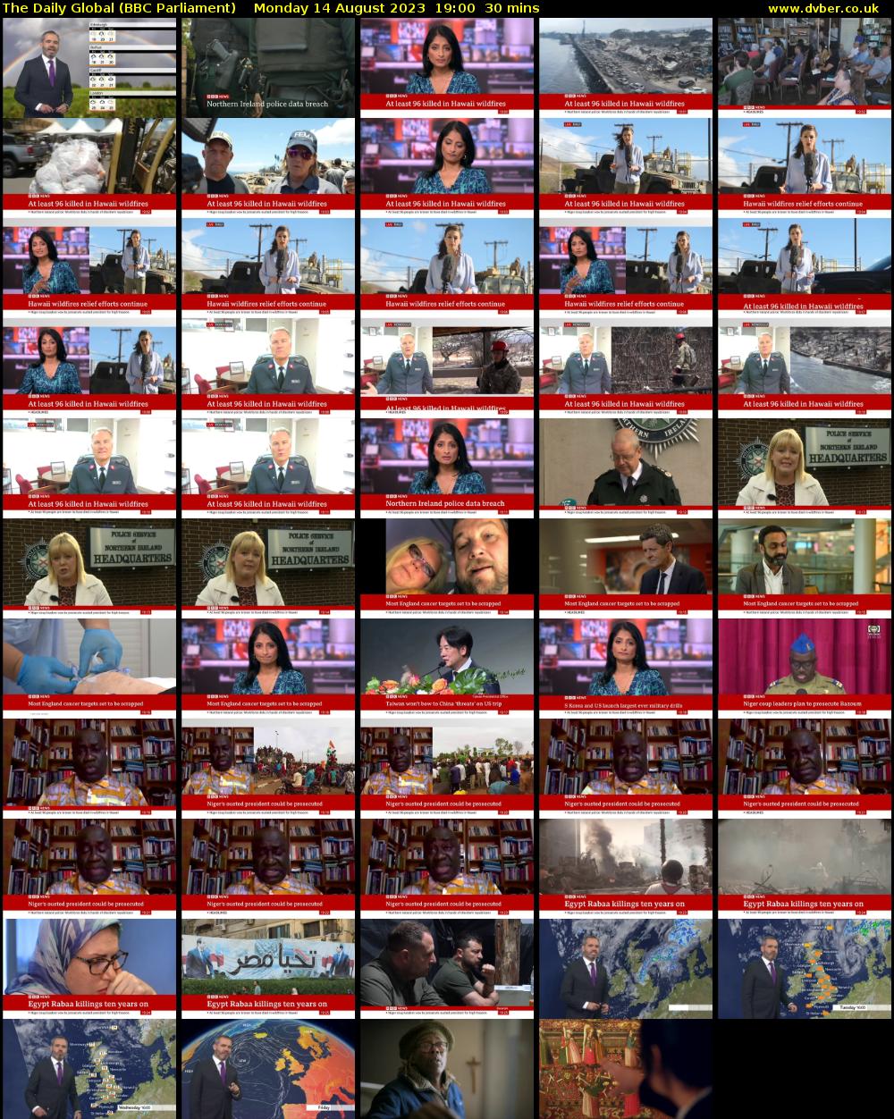 The Daily Global (BBC Parliament) Monday 14 August 2023 19:00 - 19:30
