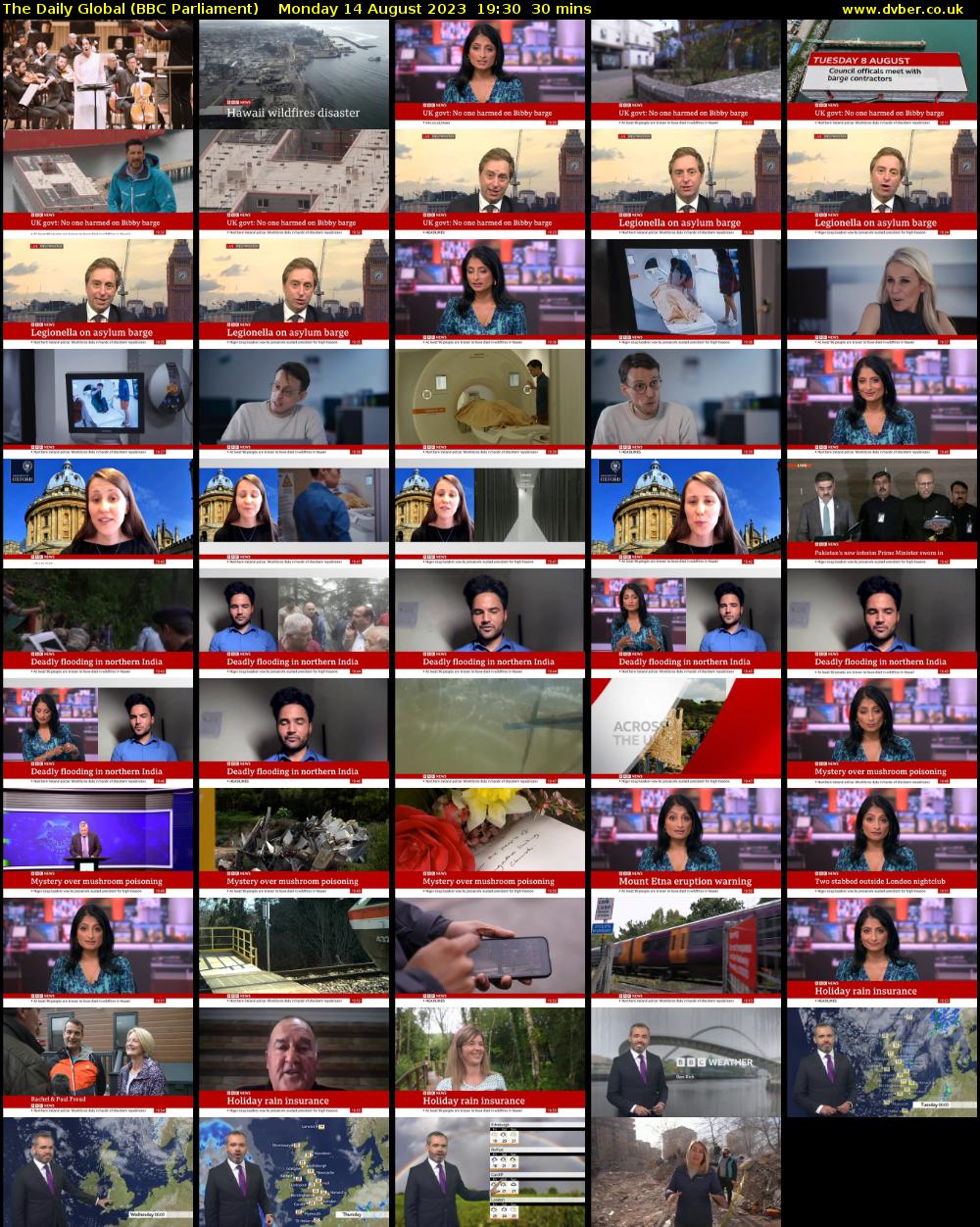 The Daily Global (BBC Parliament) Monday 14 August 2023 19:30 - 20:00