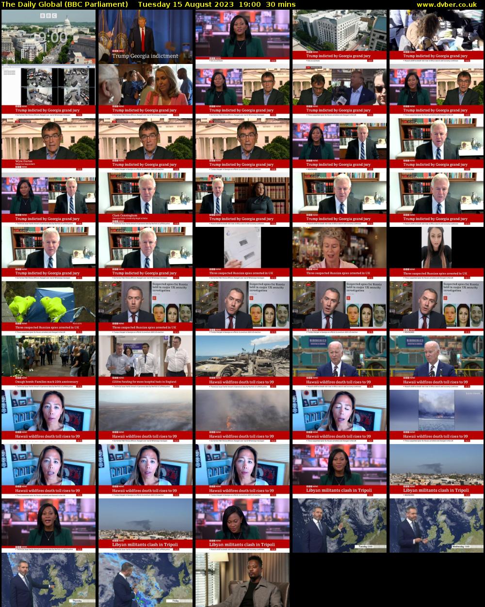 The Daily Global (BBC Parliament) Tuesday 15 August 2023 19:00 - 19:30