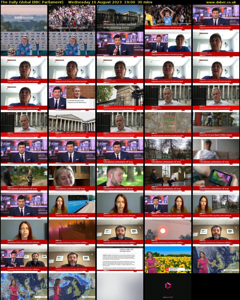 The Daily Global (BBC Parliament) Wednesday 16 August 2023 19:00 - 19:30
