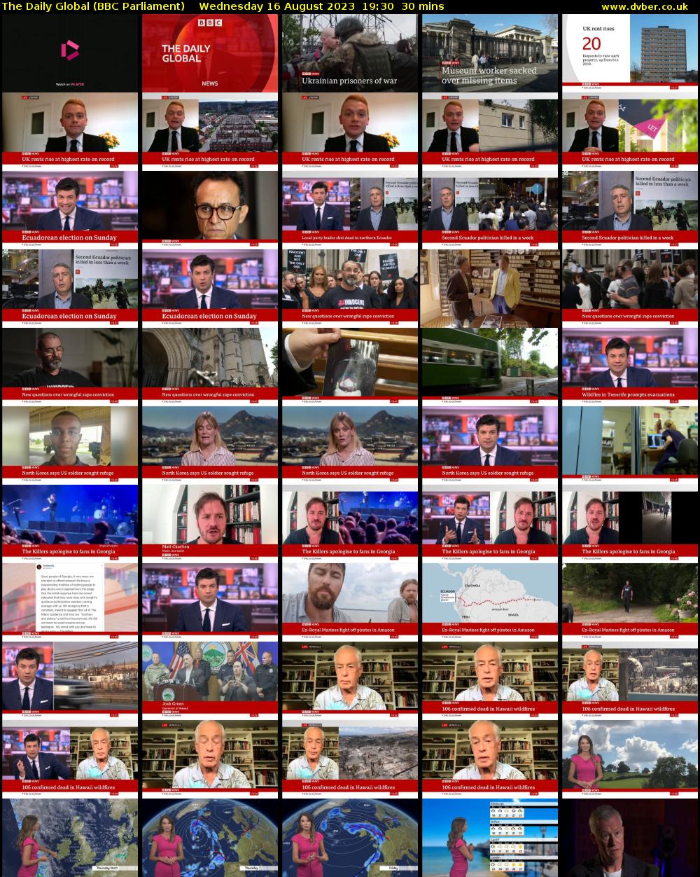 The Daily Global (BBC Parliament) Wednesday 16 August 2023 19:30 - 20:00
