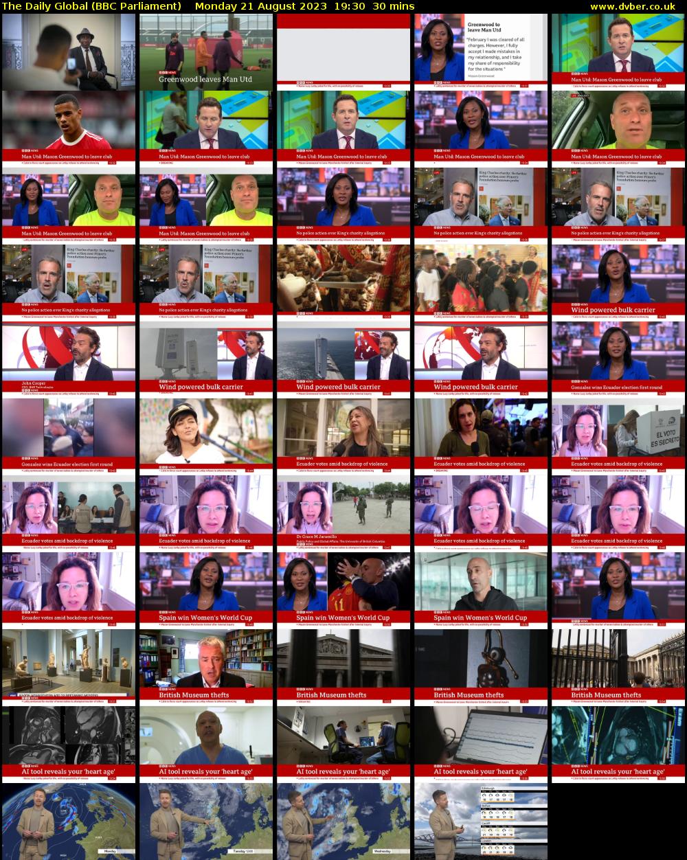 The Daily Global (BBC Parliament) Monday 21 August 2023 19:30 - 20:00