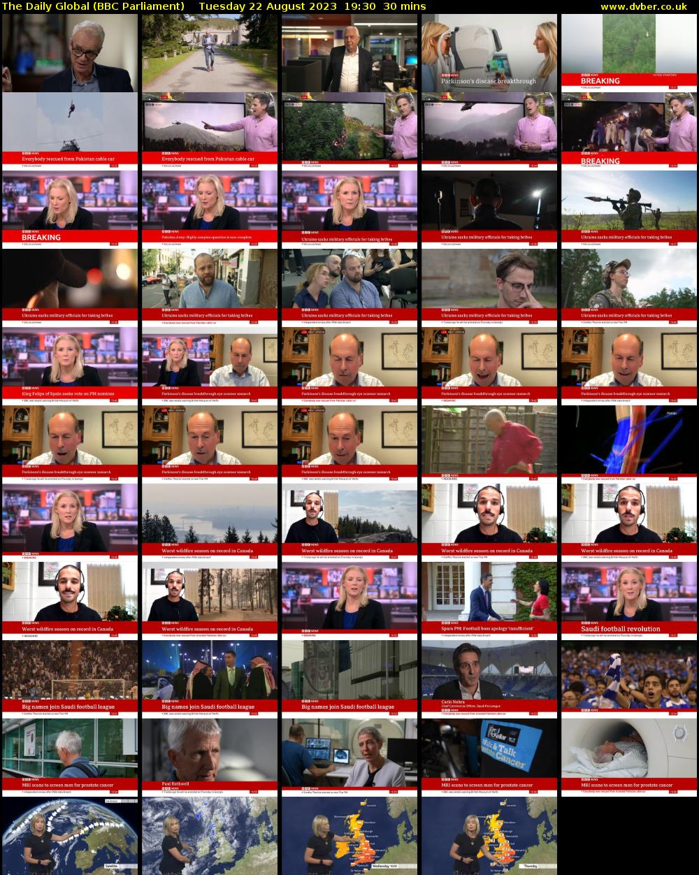 The Daily Global (BBC Parliament) Tuesday 22 August 2023 19:30 - 20:00