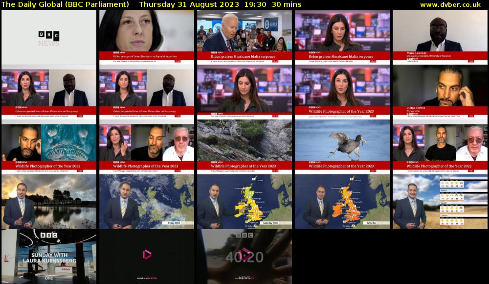The Daily Global (BBC Parliament) Thursday 31 August 2023 19:30 - 20:00