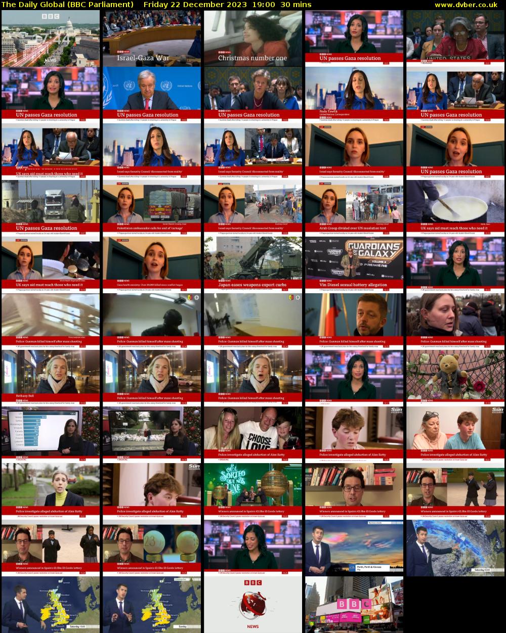 The Daily Global (BBC Parliament) Friday 22 December 2023 19:00 - 19:30