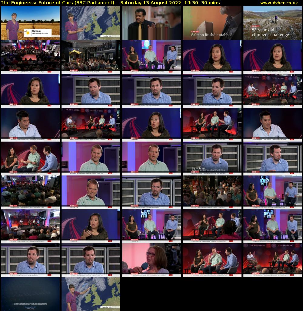 The Engineers: Future of Cars (BBC Parliament) Saturday 13 August 2022 14:30 - 15:00