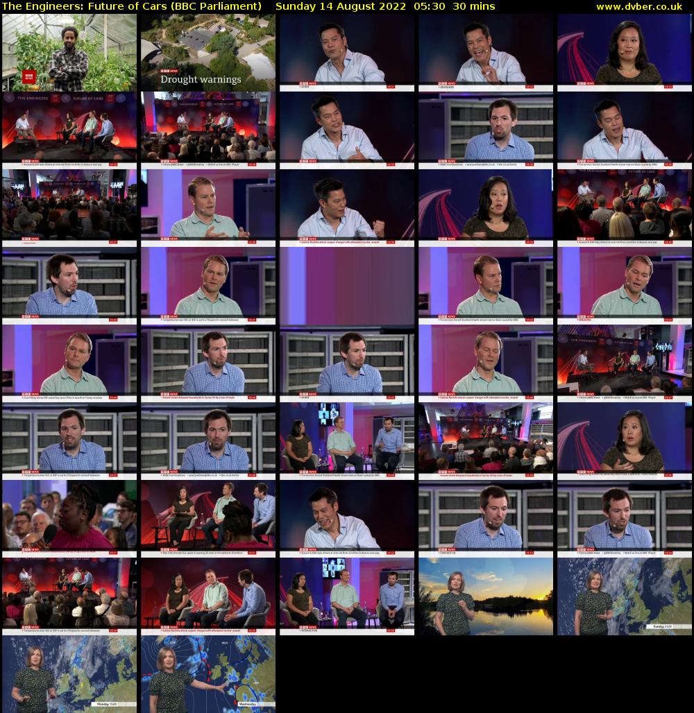 The Engineers: Future of Cars (BBC Parliament) Sunday 14 August 2022 05:30 - 06:00