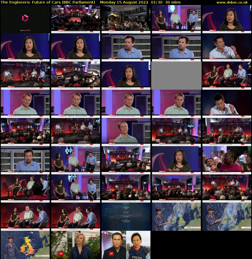 The Engineers: Future of Cars (BBC Parliament) Monday 15 August 2022 01:30 - 02:00
