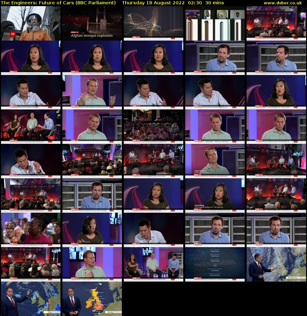 The Engineers: Future of Cars (BBC Parliament) Thursday 18 August 2022 02:30 - 03:00