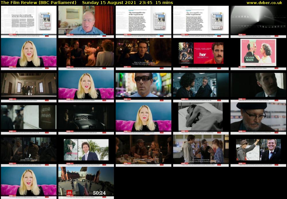 The Film Review (BBC Parliament) Sunday 15 August 2021 23:45 - 00:00