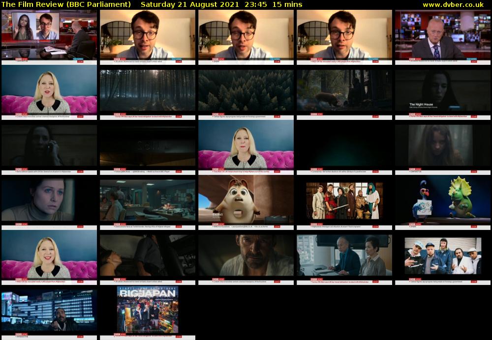 The Film Review (BBC Parliament) Saturday 21 August 2021 23:45 - 00:00