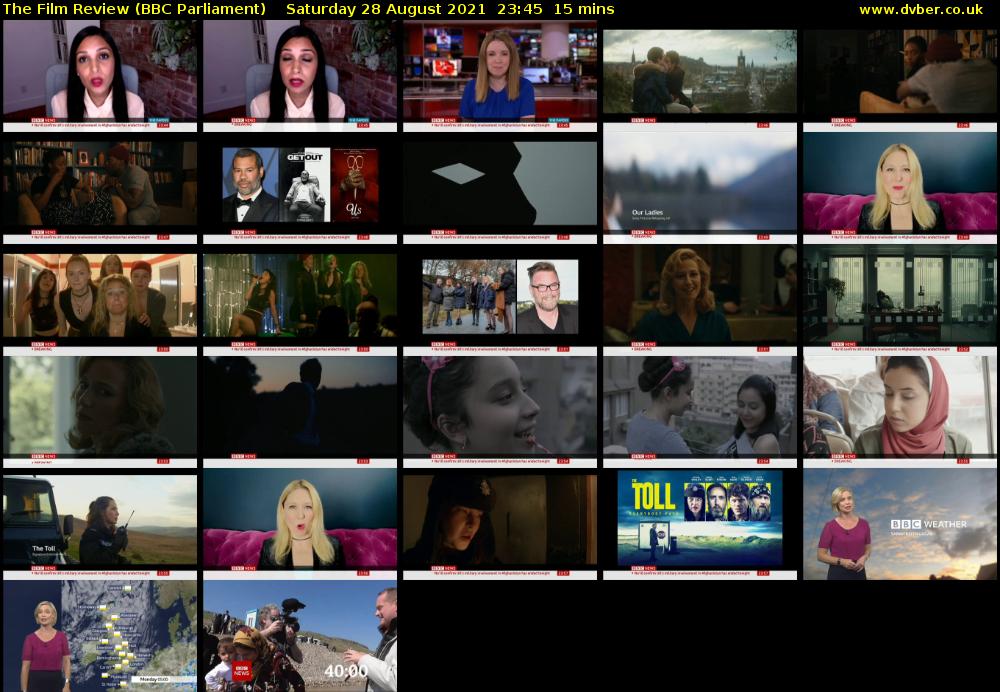 The Film Review (BBC Parliament) Saturday 28 August 2021 23:45 - 00:00