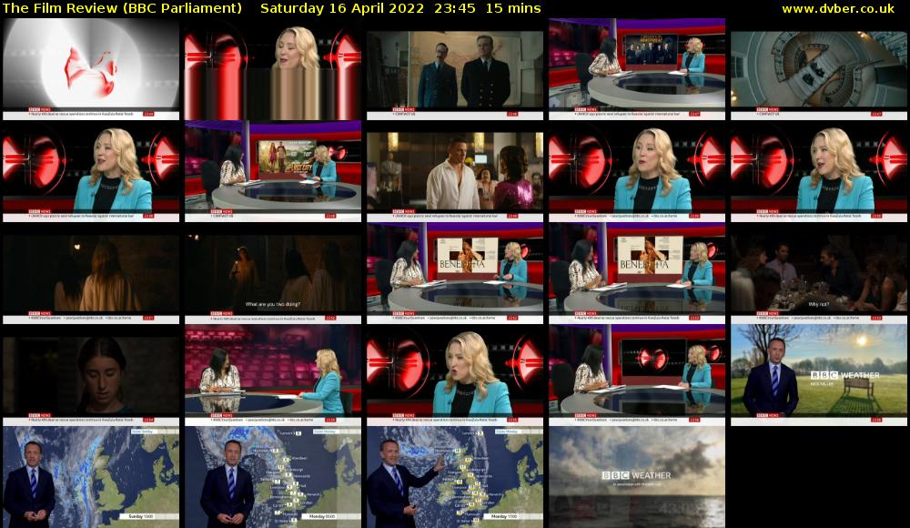 The Film Review (BBC Parliament) Saturday 16 April 2022 23:45 - 00:00