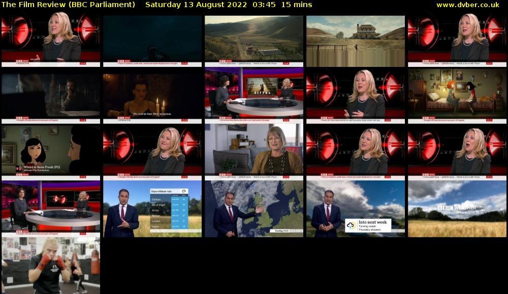 The Film Review (BBC Parliament) Saturday 13 August 2022 03:45 - 04:00