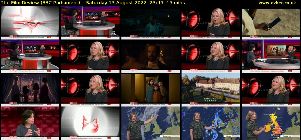 The Film Review (BBC Parliament) Saturday 13 August 2022 23:45 - 00:00