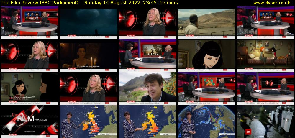 The Film Review (BBC Parliament) Sunday 14 August 2022 23:45 - 00:00