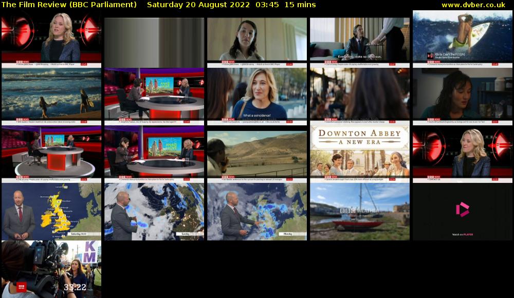 The Film Review (BBC Parliament) Saturday 20 August 2022 03:45 - 04:00